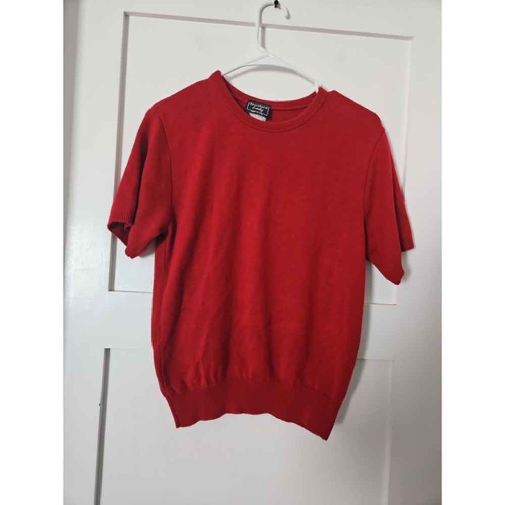 Vintage Southern Lady Red Knit Short Sleeve Sweater - Medium - Retro Coquette
